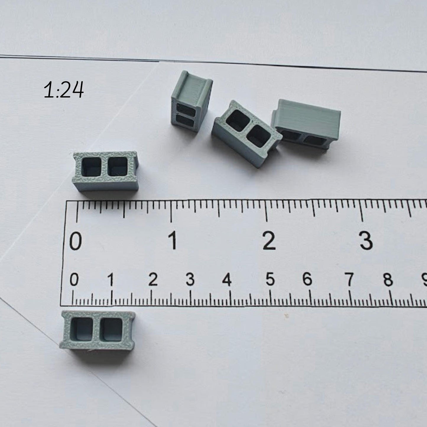 Cinder Block Miniatures, 1/24 Scale Concrete Blocks for Dioramas, Displays, Model Scenes, Crafts, Hobby Projects, 3D print
