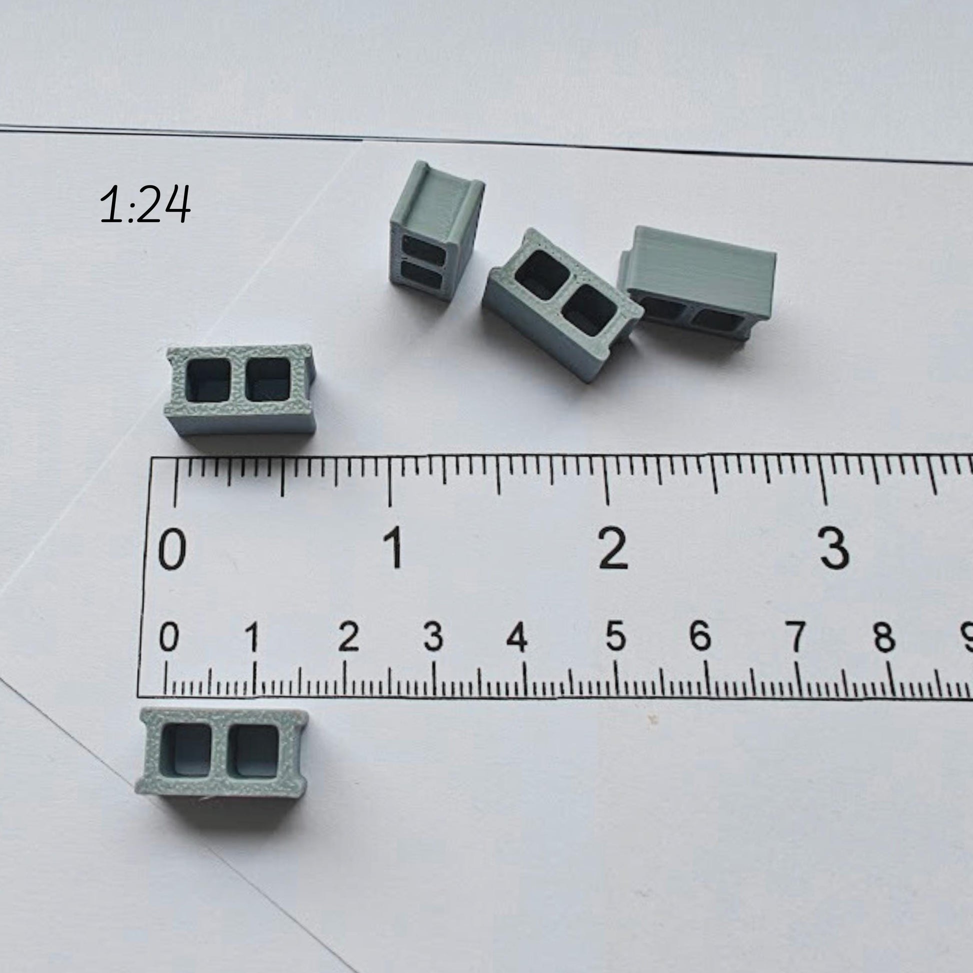 Cinder Block Miniatures, 1/24 Scale Concrete Blocks for Dioramas, Displays, Model Scenes, Crafts, Hobby Projects, 3D print