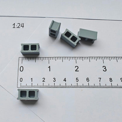 Cinder Block Miniatures, 1/24 Scale Concrete Blocks for Dioramas, Displays, Model Scenes, Crafts, Hobby Projects, 3D print
