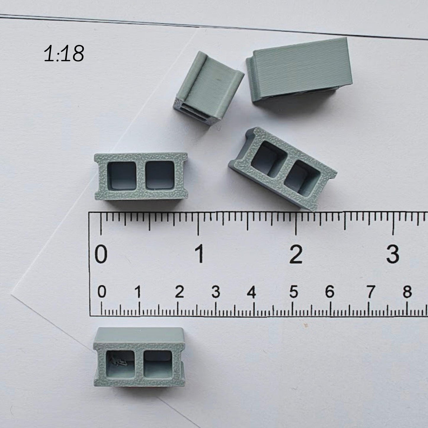 Cinder Block Miniatures, 1/18 Scale Concrete Blocks for Dioramas, Displays, Model Scenes, Crafts, Hobby Projects, 3D print