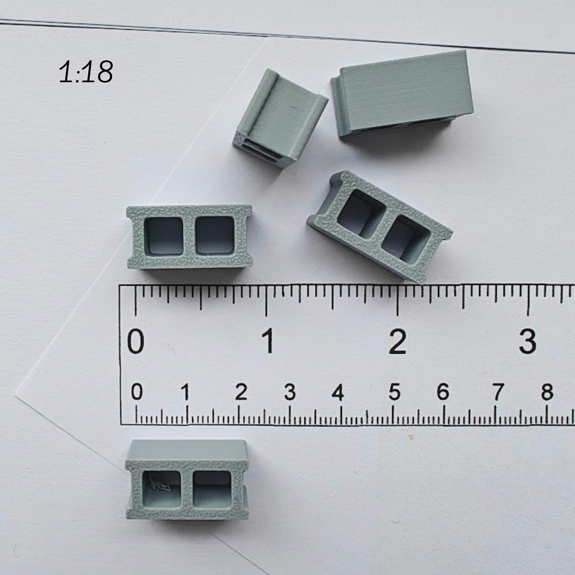 Cinder Block Miniatures, 1/18 Scale Concrete Blocks for Dioramas, Displays, Model Scenes, Crafts, Hobby Projects, 3D print