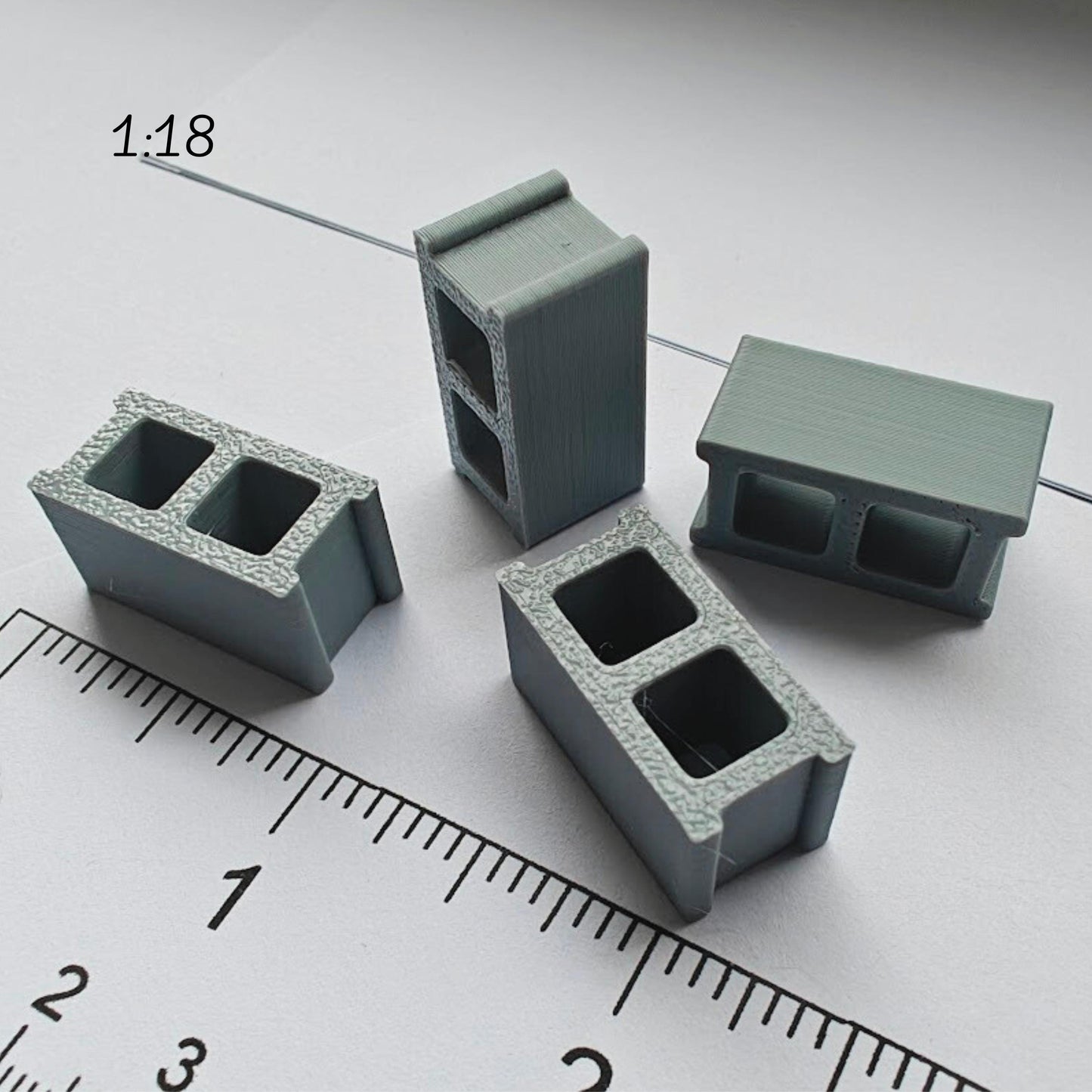 Cinder Block Miniatures, 1/18 Scale Concrete Blocks for Dioramas, Displays, Model Scenes, Crafts, Hobby Projects, 3D print