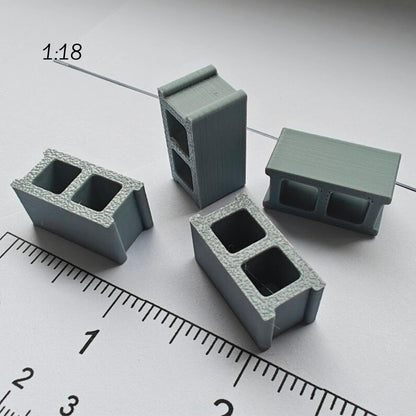 Cinder Block Miniatures, 1/18 Scale Concrete Blocks for Dioramas, Displays, Model Scenes, Crafts, Hobby Projects, 3D print