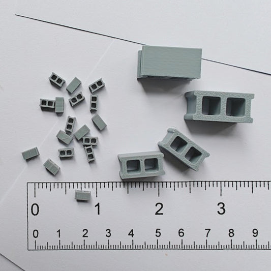Cinder Block Miniatures, 1/64 1/24 1/18 Scale Concrete Blocks for Dioramas, Displays, Model Scenes, Crafts, Hobby Projects, 3D print