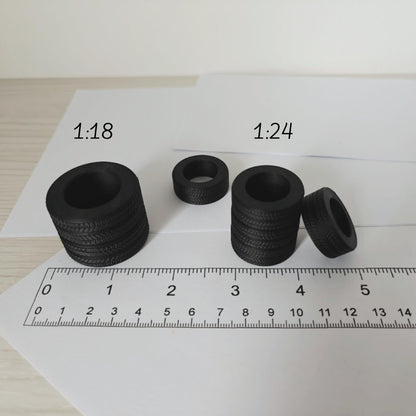 Miniature Tires, 1/24 and 1/18 Scale Diorama Accessories for Displays, Model Scenes, Crafts, Hobby Projects, 3D print