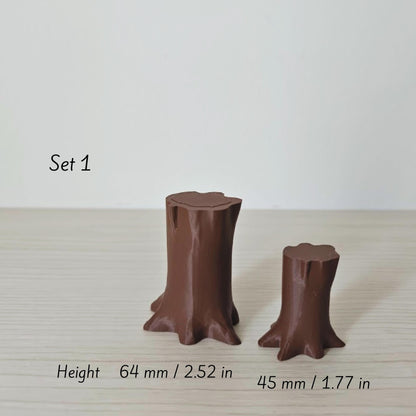 Miniature Tree Stumps, 3D Printed Stump Decor for Terrariums, Dioramas, and Fairy Gardens