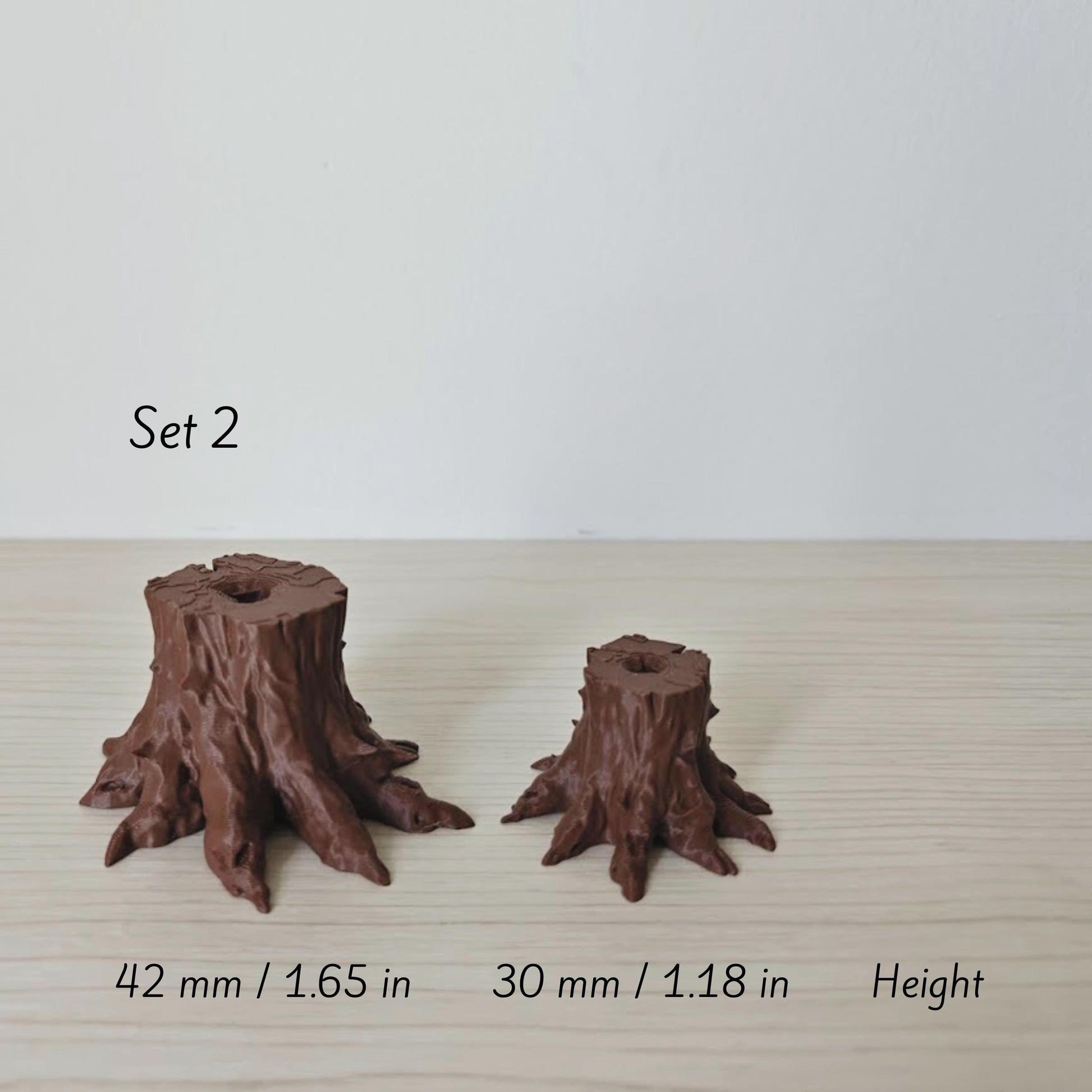 Miniature Tree Stumps, 3D Printed Stump Decor for Terrariums, Dioramas, and Fairy Gardens