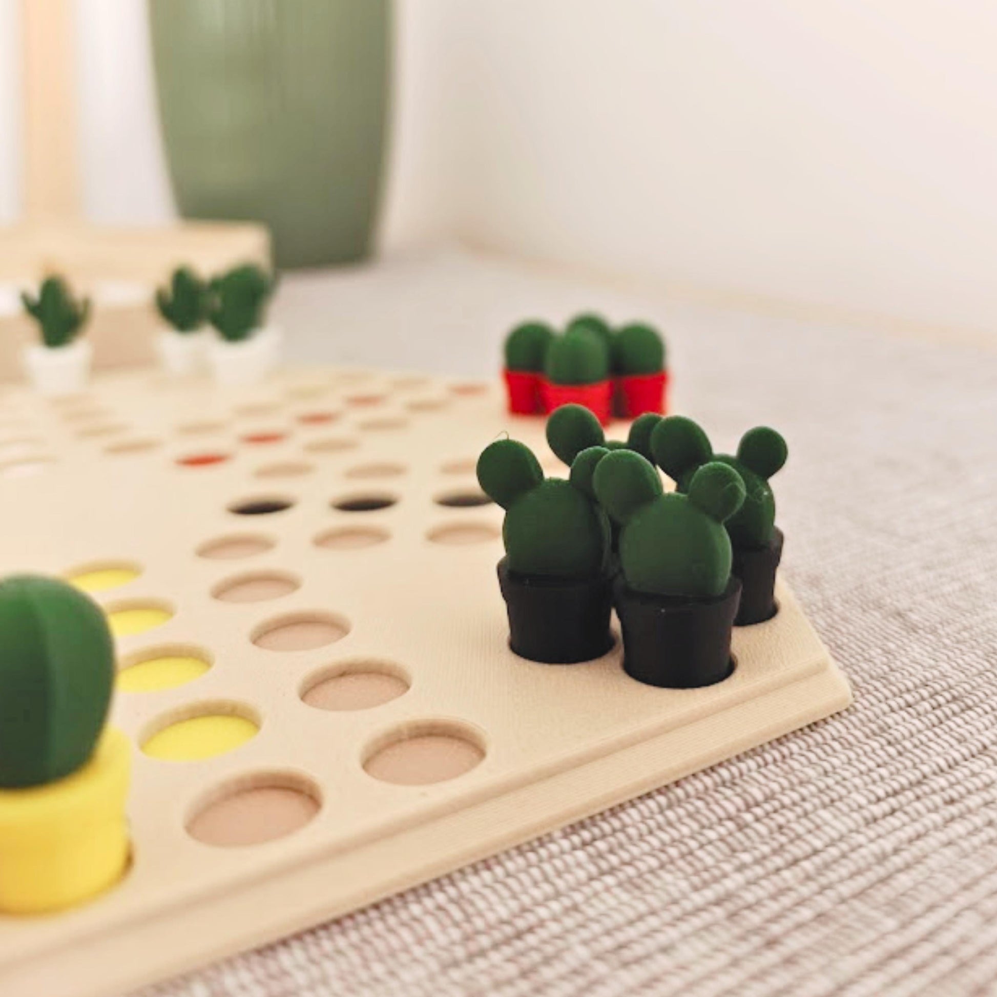 6-Player Ludo Board Game, Cactus or Regular Figurines, Storage Tray & Detachable Lid