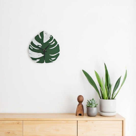 Monstera Wall Clock, Leaf Decorations, Gift for Plant Lovers, 3d printed Home Decor