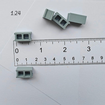 Cinder Block Miniatures, 1/24 Scale Concrete Blocks for Dioramas, Displays, Model Scenes, Crafts, Hobby Projects, 3D print
