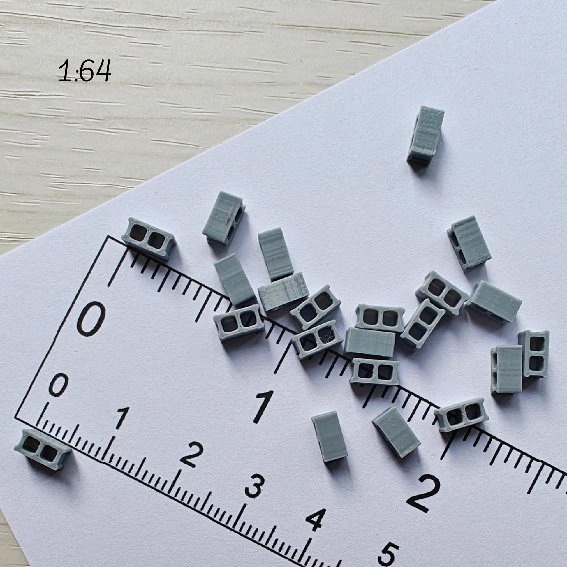 Cinder Block Miniatures, 1/64 Scale Concrete Blocks for Dioramas, Displays, Model Scenes, Crafts, Hobby Projects, 3D print