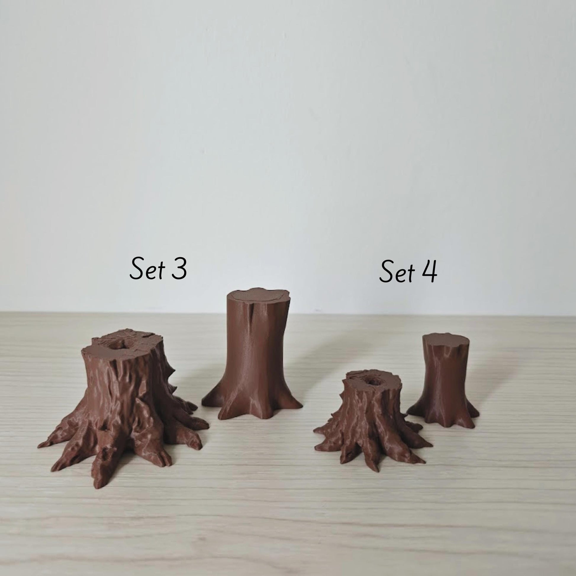 Miniature Tree Stumps, 3D Printed Stump Decor for Terrariums, Dioramas, and Fairy Gardens