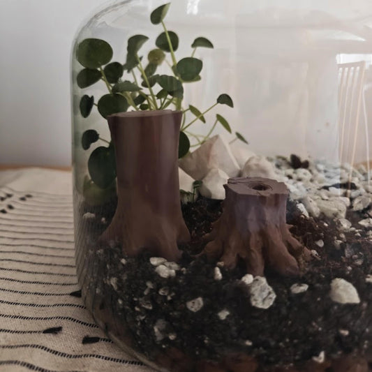 Miniature Tree Stumps, 3D Printed Stump Decor for Terrariums, Dioramas, and Fairy Gardens