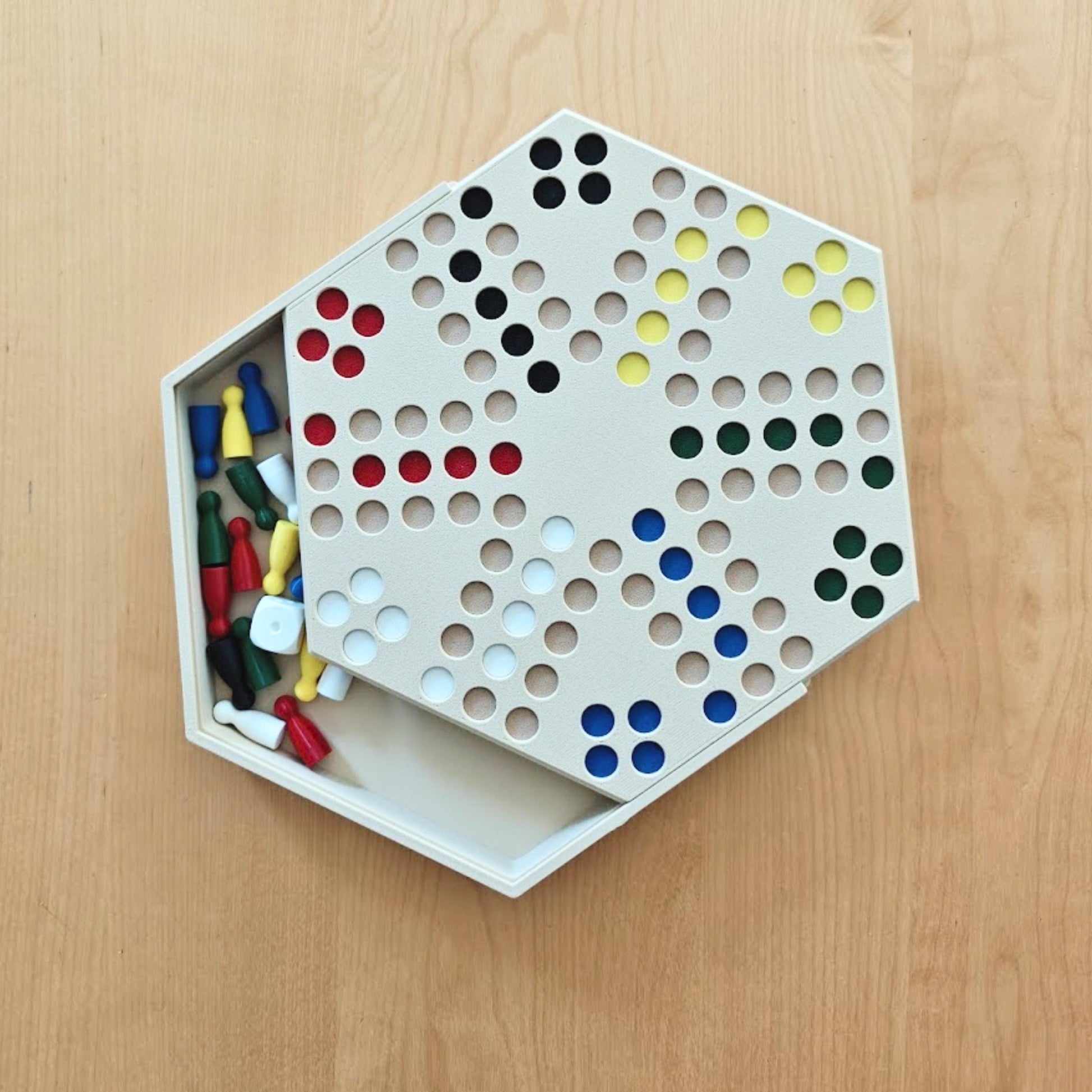 6-Player Ludo Board Game, Cactus or Regular Figurines, Storage Tray & Detachable Lid