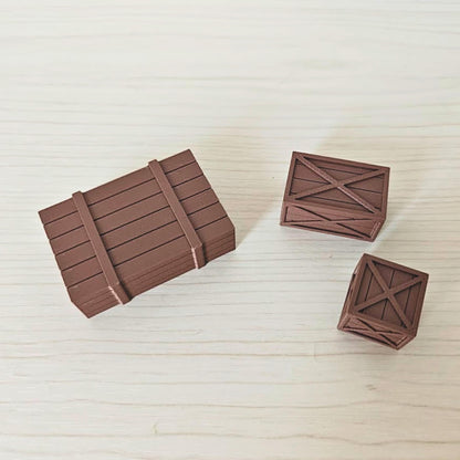 Miniature Crates, Set of 3, 1/24 and 1/18 Scale Diorama Accessories for Mini Displays, Model Scenes, Crafts, Hobby Projects, 3D print