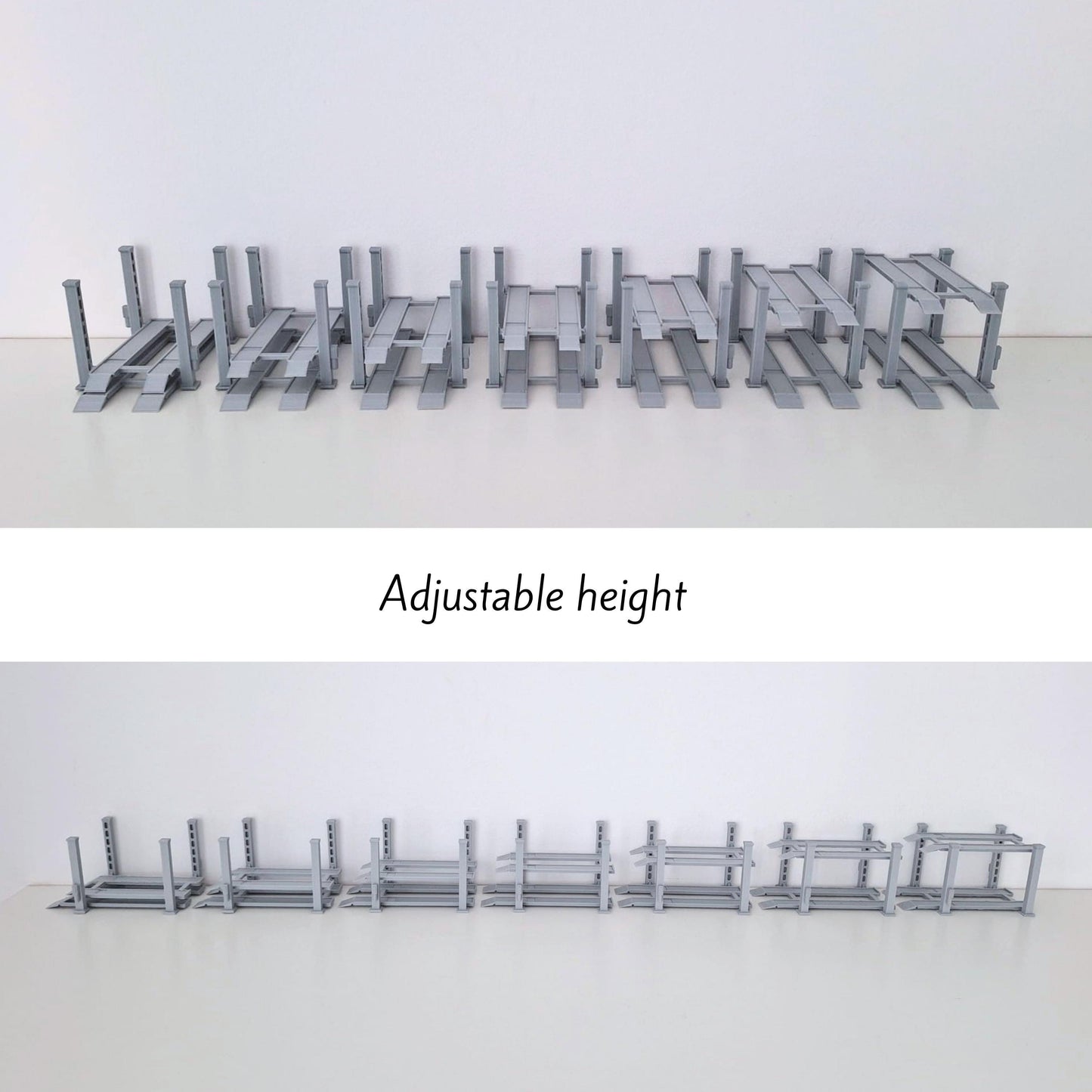 Adjustable Car Lift, 1:64 Diorama Garage Accessory, 3D Printed for Hot Wheels Scale, Custom Colors Available
