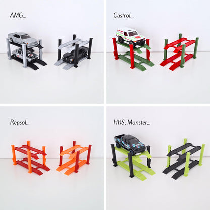 Adjustable Car Lift, 1:64 Diorama Garage Accessory, 3D Printed for Hot Wheels Scale, Custom Colors Available