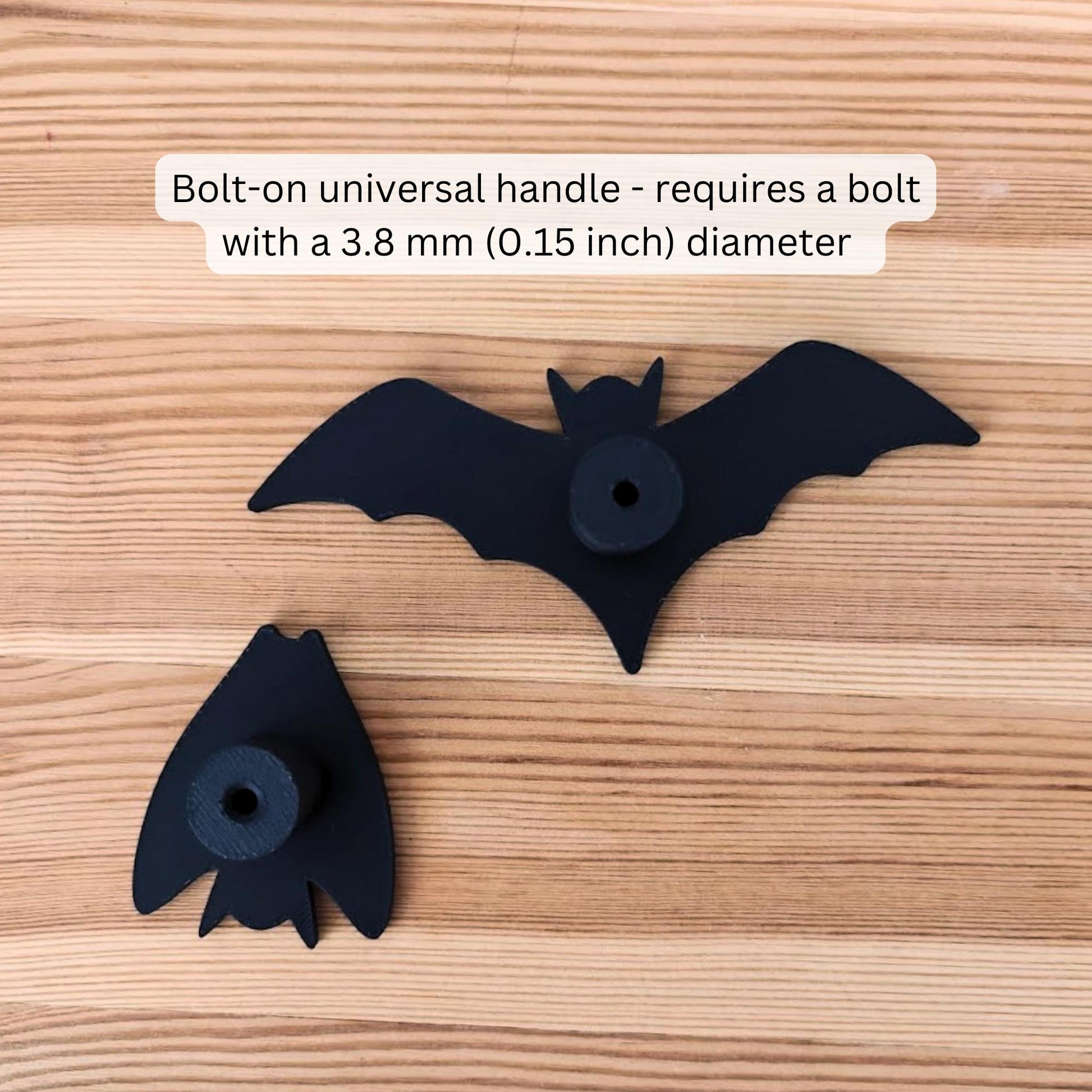 Bat Cabinet Handles, Flying or Sleeping Bat Design, 3D Printed Drawer Pulls, Bolt-On Universal Knobs, Halloween or Gothic Home Decor