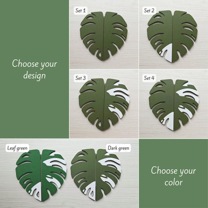 Slip-On Monstera Leaf Handles for IKEA MILSBO & RUDSTA Cabinet, No Tools Needed, 3D Printed Variegated Plant Decor