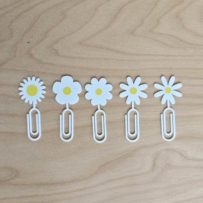Daisy Paper Clips Set of 5, Cute Floral Bookmarks & Planner Accessories, Gift for Bookworms and Plant Lovers, 3d printed