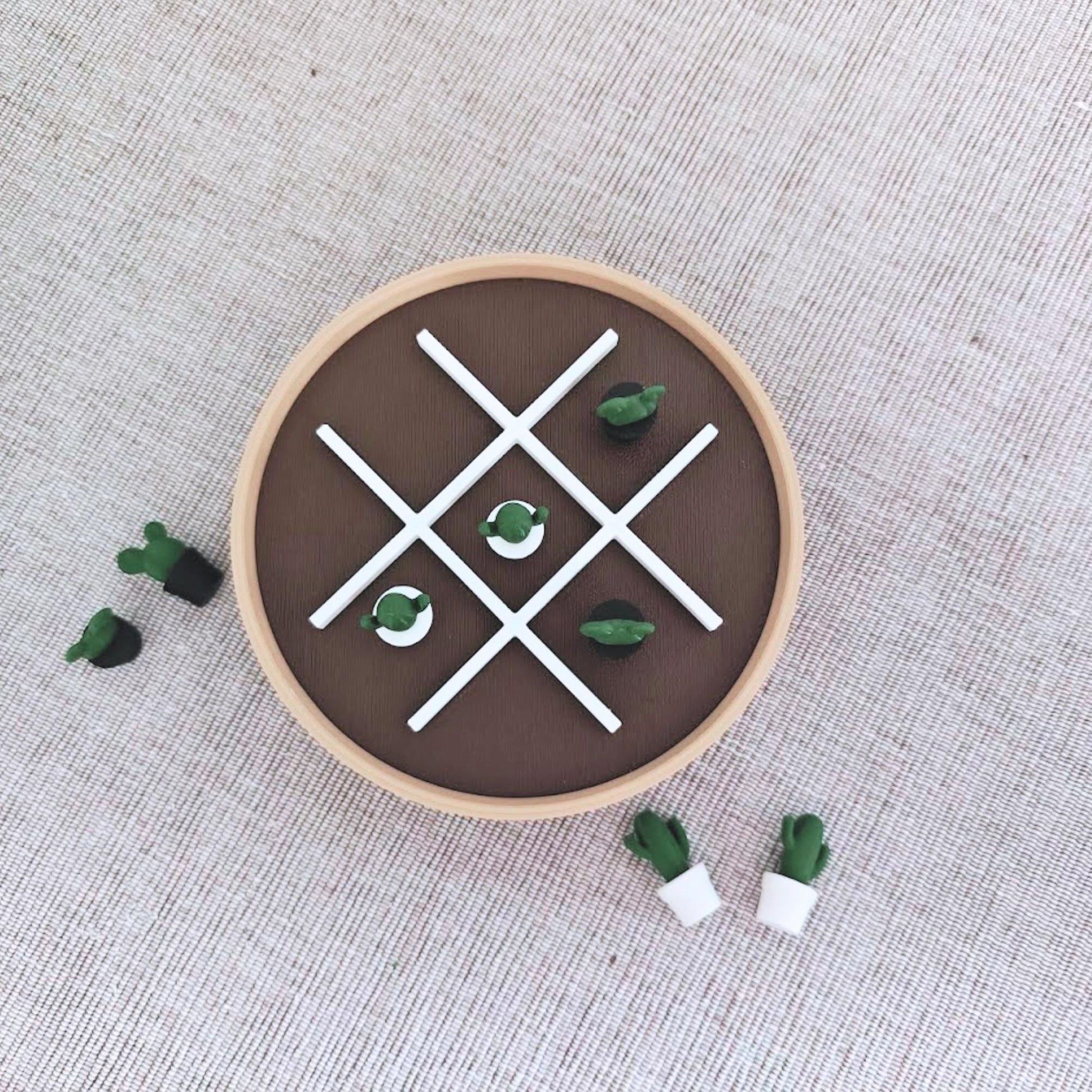 Plant-Themed Tic Tac Toe Game, Monstera Deliciosa vs Adansonii or Cacti Edition, 3D Printed Board Game with Storage