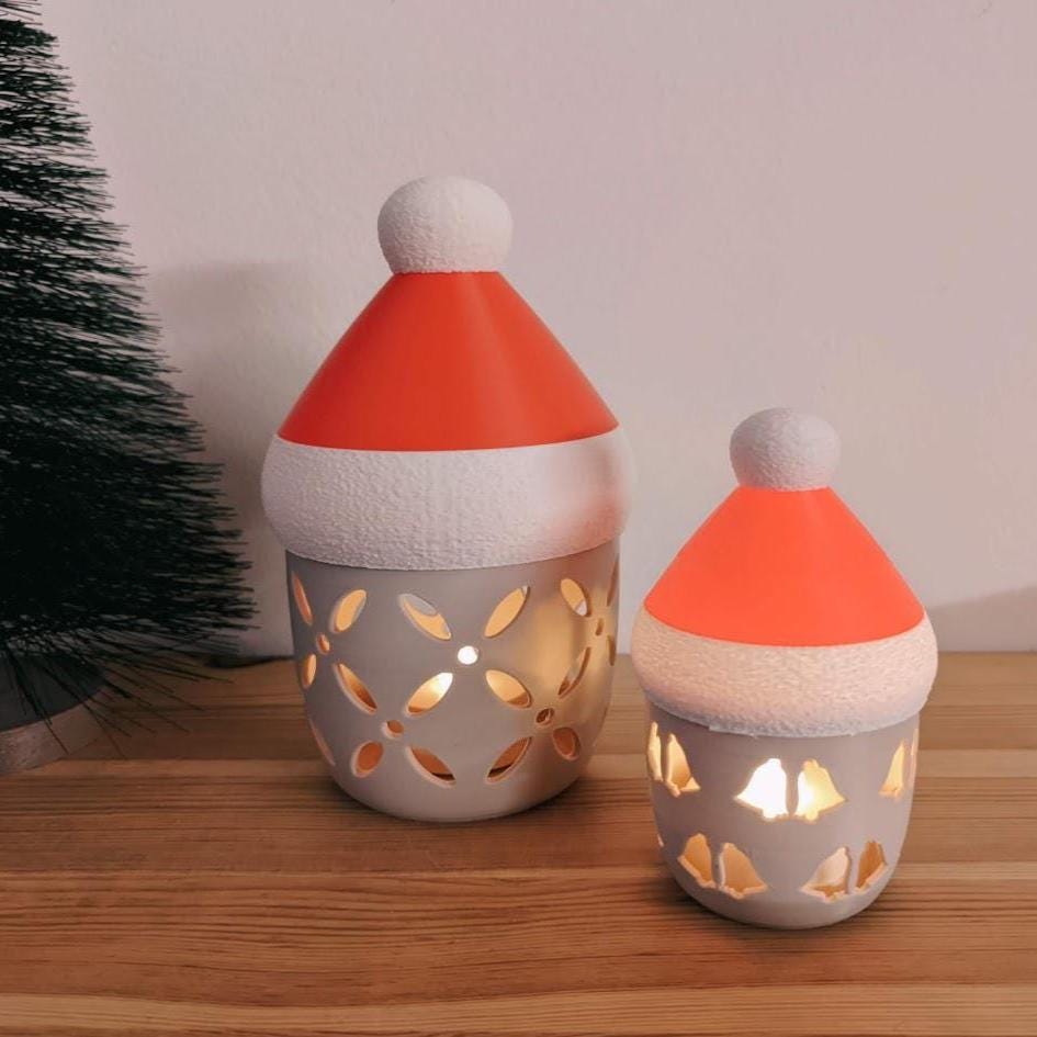 Santa’s Glow Lanterns, Festive Storage and Tealight Holders, Holiday Cheer Containers, 3d print