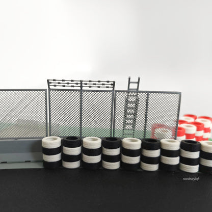 Miniature Jersey Barriers & Mesh Fencing in 1:64 Scale, Diorama Race Track Accessories, Model Scenes, Crafts, Hobby Projects, 3D print