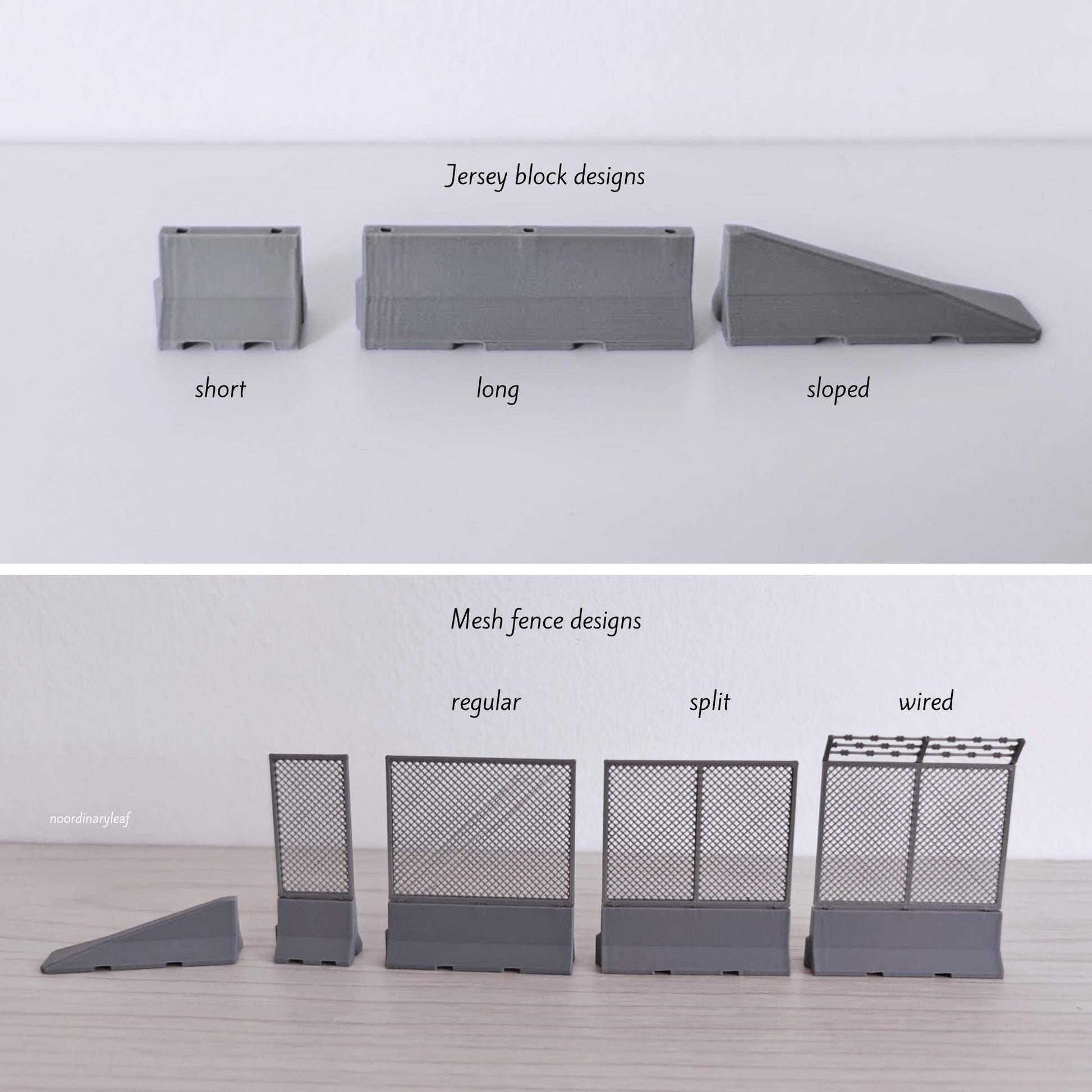 Miniature Jersey Barriers & Mesh Fencing in 1:64 Scale, Diorama Race Track Accessories, Model Scenes, Crafts, Hobby Projects, 3D print