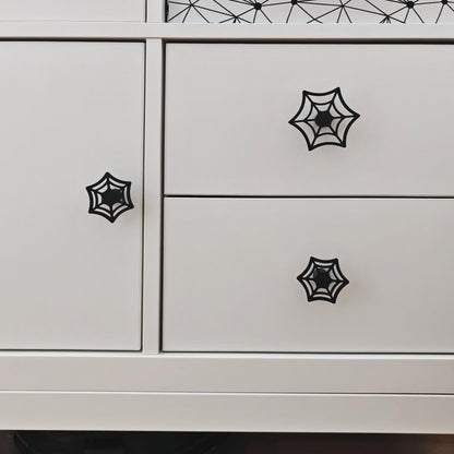 Cobweb Knobs, Spooky Spiderweb Drawer Pulls, 3D Printed Bolt-On Cabinet Handles, Halloween or Gothic Home Decor