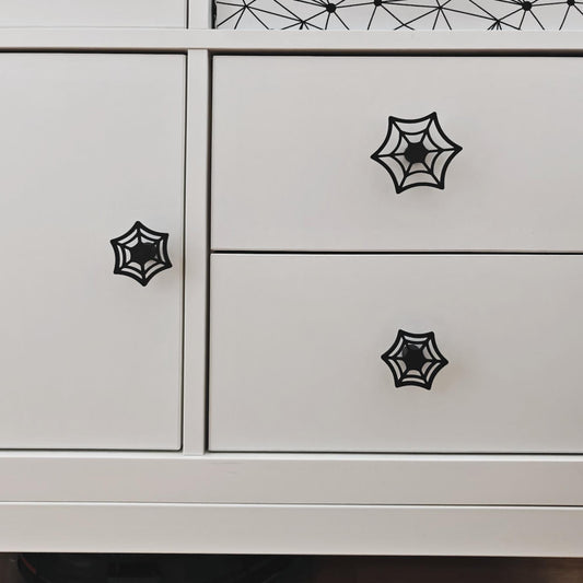 Cobweb Knobs, Spooky Spiderweb Drawer Pulls, 3D Printed Bolt-On Cabinet Handles, Halloween or Gothic Home Decor
