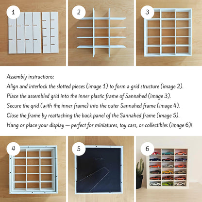 Grid Inserts for IKEA Sannahed Frame, 1:64 Miniature Display Organizer, 3D printed