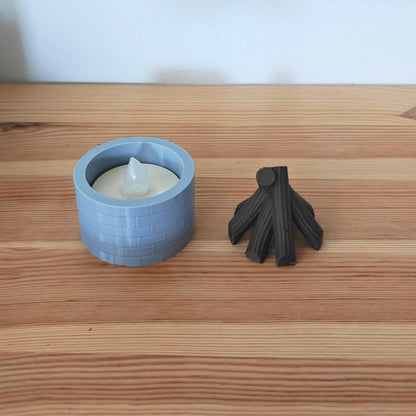 Mini Campfire for Terrariums, Logs & Fire Pit, 3D Printed Miniature Terrarium Decoration