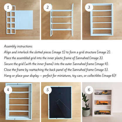 Grid Inserts for IKEA Sannahed Frame 21x30cm, 1:64 Miniature Display Organizer for Hot Wheels, 3D printed Inlay