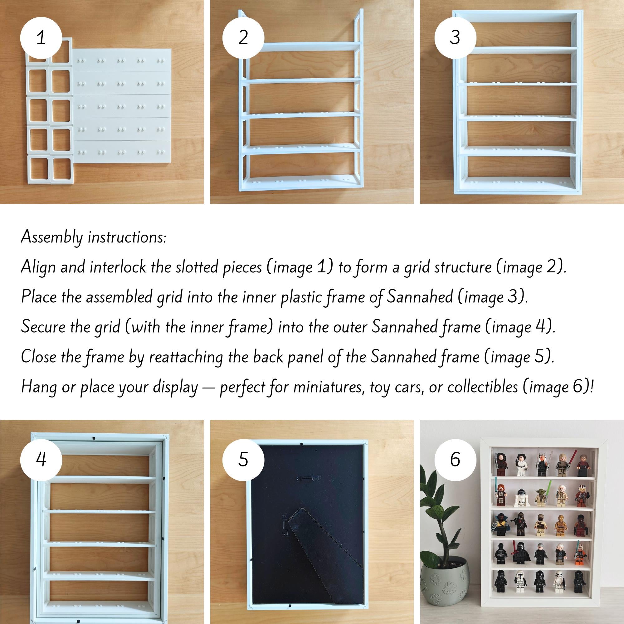 Grid Inserts for IKEA Sannahed Frame 21x30 cm, for Lego Figurines