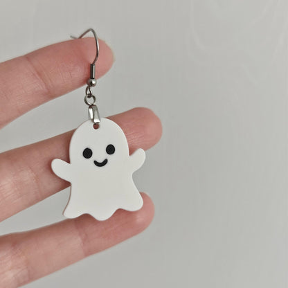 Gothic & Spooky Earrings, Cat Skull Jewelry, Ghost Cat Earrings, 3D printed Halloween Accessories