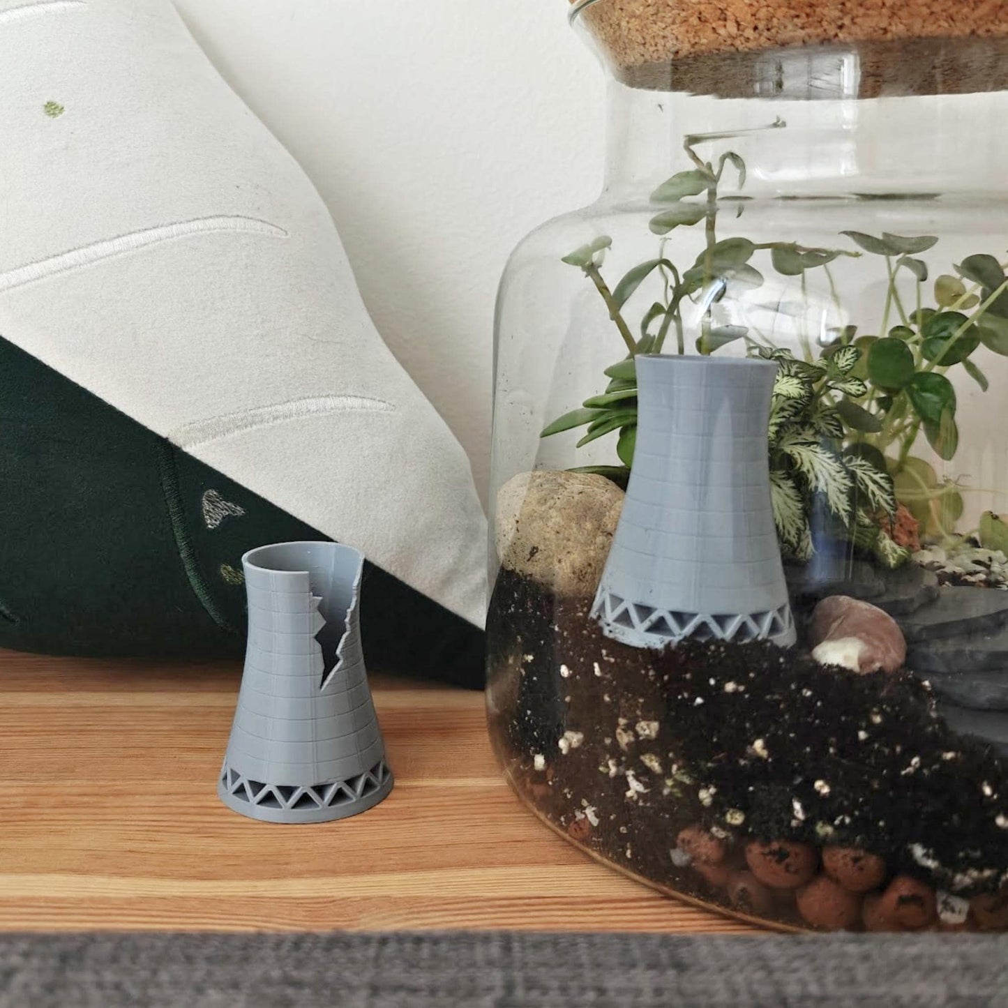 Mini Nuclear Cooling Tower, Terrarium or Diorama Prop, 3D Printed