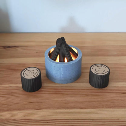 Mini Campfire for Terrariums, Logs & Fire Pit, 3D Printed Miniature Terrarium Decoration