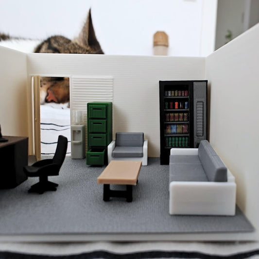 Miniature Office Furniture Set, 1/64 Scale Diorama Accessories for Mini Displays, Model Scenes, Crafts, Hobby Projects, 3D print