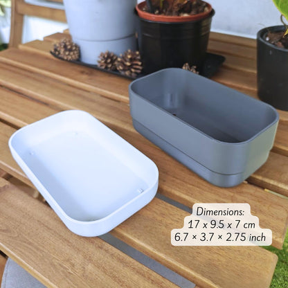 Low Narrow Pot for Succulents or Crawling Plants, Minimalistic Modern Rectangular Pot for Small Shelves, 3d print