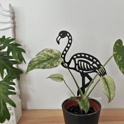 Skeleton Flamingo Plant Stake, Halloween Flamingo Decoration, Goth Plant Trellis, Skeleton Flamingo Topper, 3D Printed