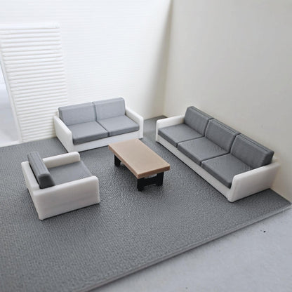 Miniature Sofa Set, 1/64 Scale Tiny Furniture Set, Diorama Accessories for Mini Office or Living Room, 3D printed Dollhouse Furniture