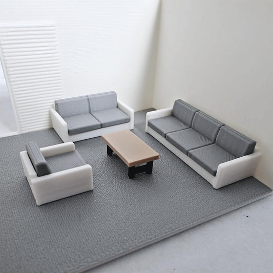Miniature Sofa Set, 1/64 Scale Tiny Furniture Set, Diorama Accessories for Mini Office or Living Room, 3D printed Dollhouse Furniture