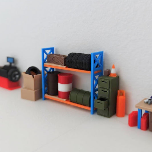 Miniature Tire Rack Shelf, 1:64 Scale Garage Accessory for Mini Displays, Model Scenes, Crafts, Hobby Projects, 3D print