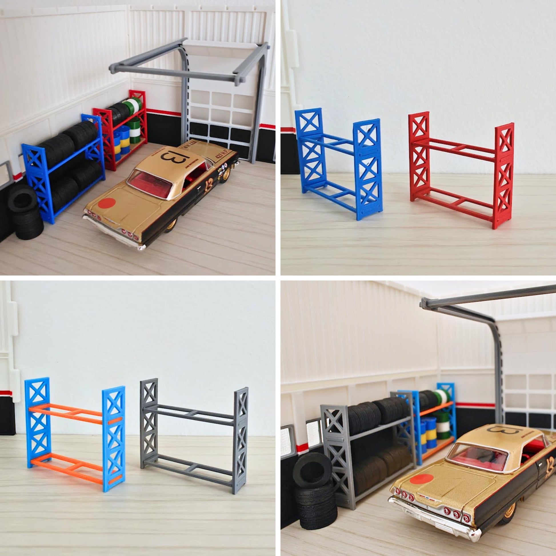 Miniature Tire Rack Shelf, 1:64 Scale Garage Accessory for Mini Displays, Model Scenes, Crafts, Hobby Projects, 3D print