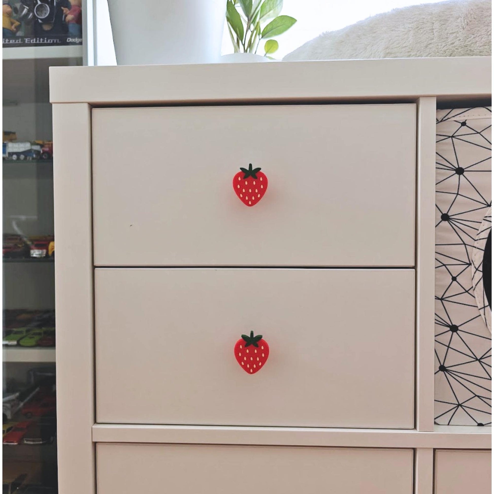 Strawberry Knobs for Drawer or Door, Fruit Handle, 3D Printed Bolt-On Pull for Drawers, Dressers & Cupboards