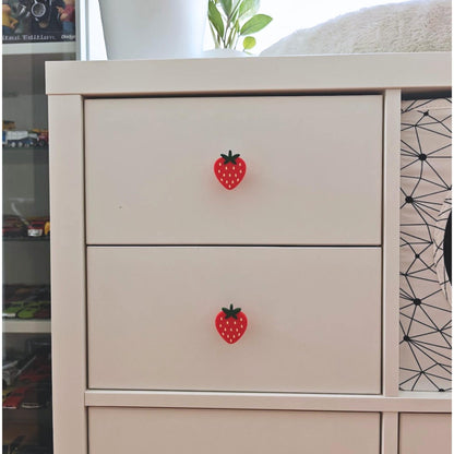 Strawberry Knobs for Drawer or Door, Fruit Handle, 3D Printed Bolt-On Pull for Drawers, Dressers & Cupboards