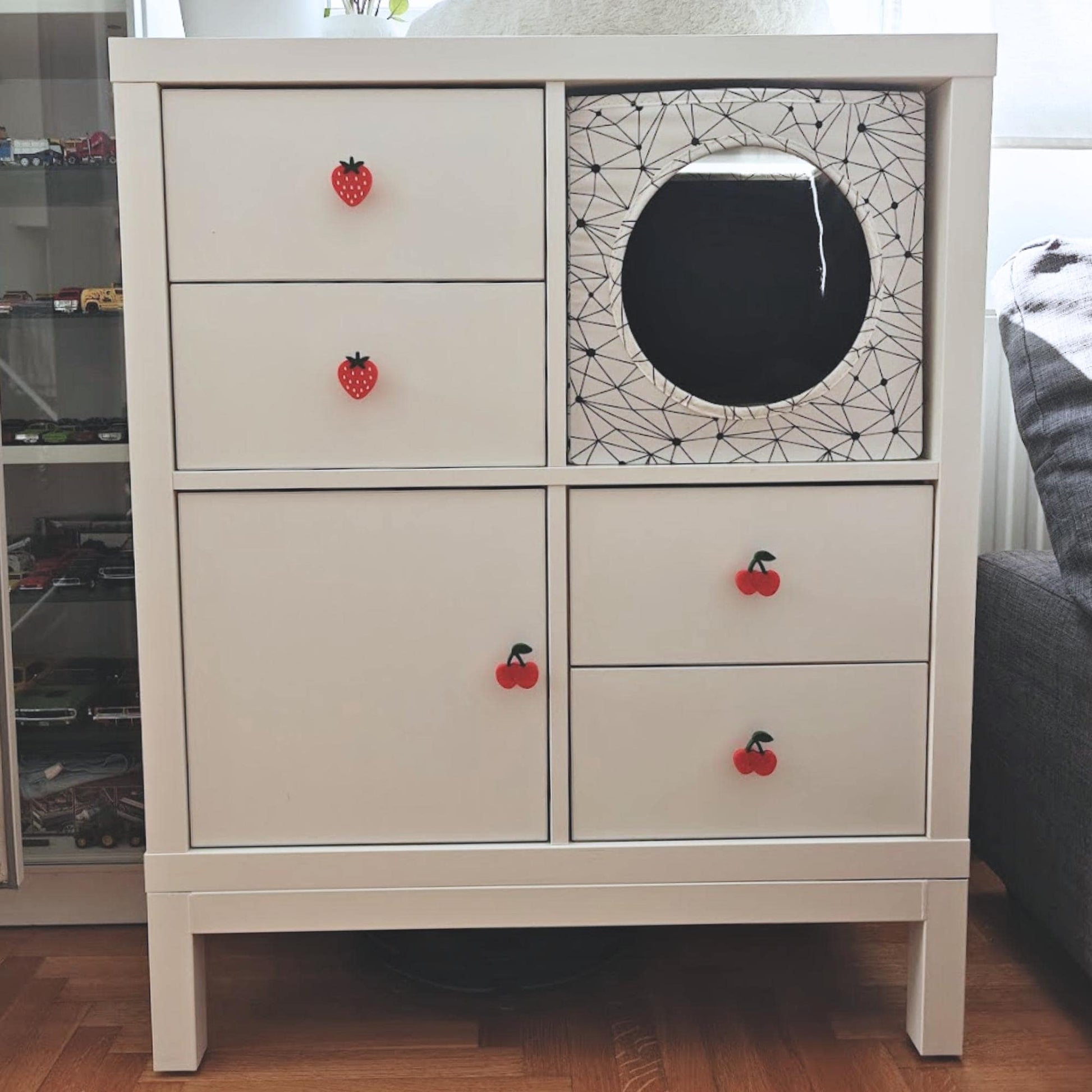 Cherry Knobs for Drawer or Door, Fruit Handle, 3D Printed Bolt-On Pull for Drawers, Dressers & Cupboards