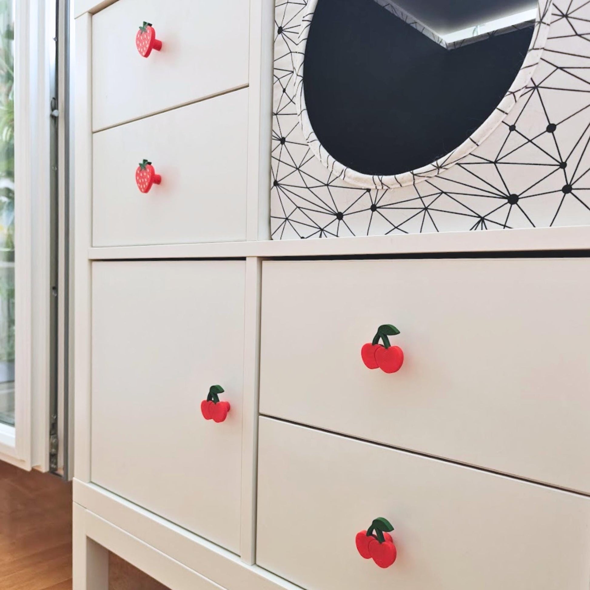 Cherry Knobs for Drawer or Door, Fruit Handle, 3D Printed Bolt-On Pull for Drawers, Dressers & Cupboards