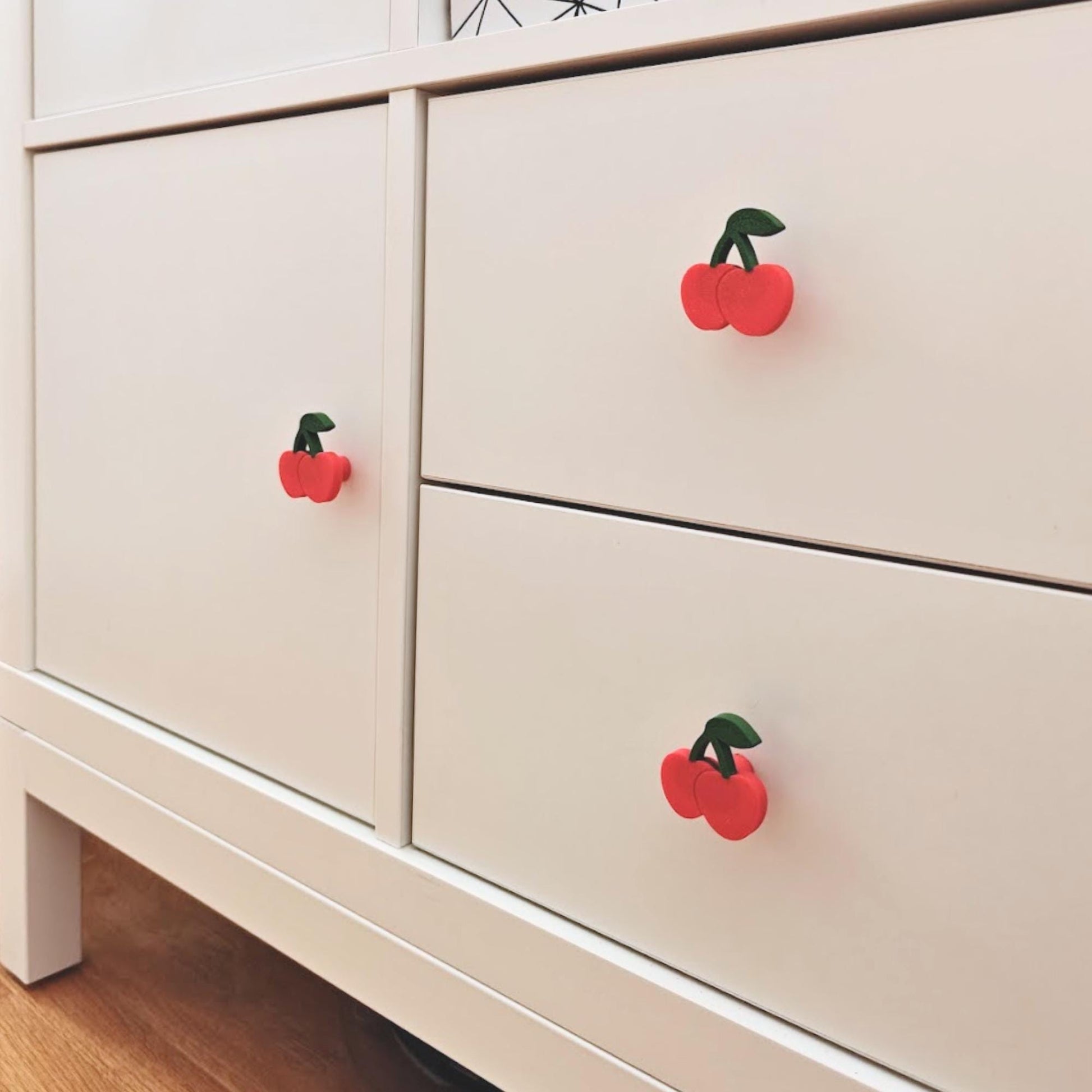 Cherry Knobs for Drawer or Door, Fruit Handle, 3D Printed Bolt-On Pull for Drawers, Dressers & Cupboards