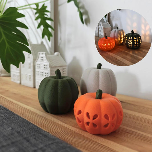 Pumpkins & Tealight Covers, Mix and Match Autumn Decor, Cozy Fall Table and Shelf Decoration, 3D Printed